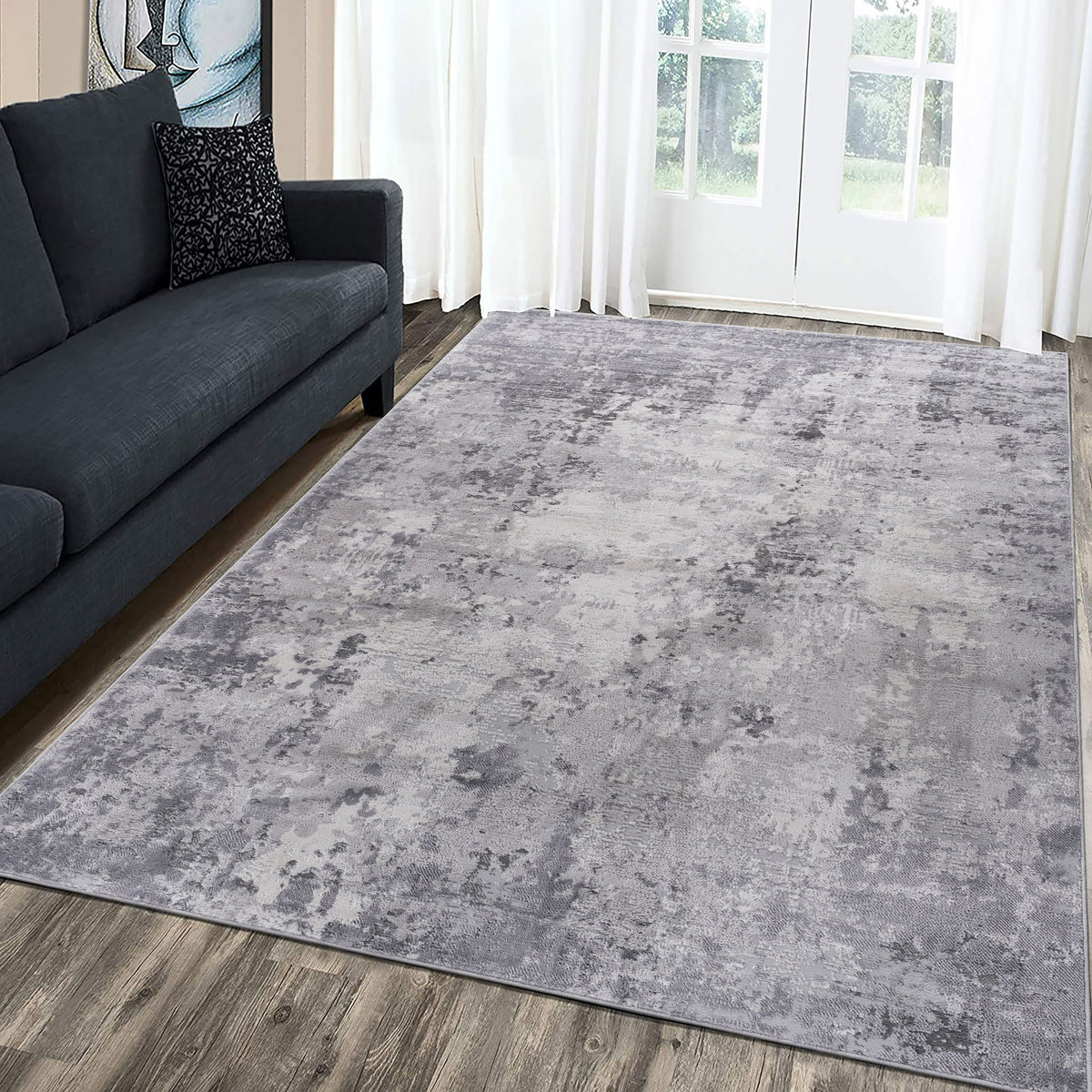 Marfi - 5' X 7' Abstract Area Rug - Light Gray