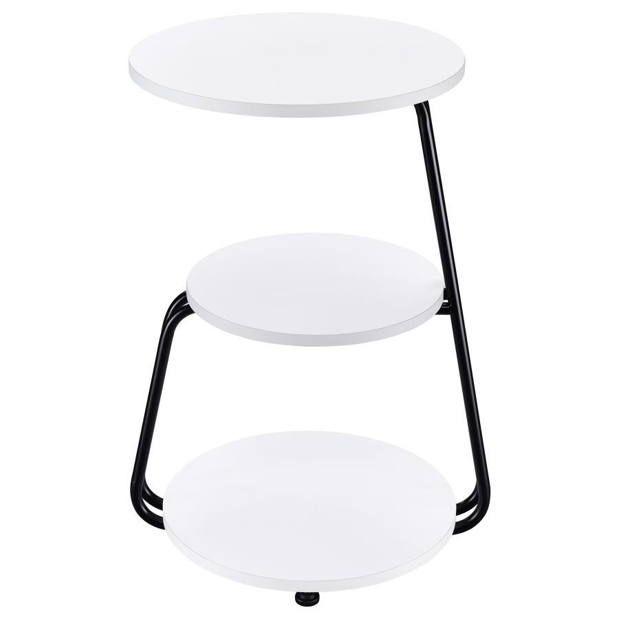 Hilly - 3-Tier Round Accent Side Table - White And Black by Coaster Fine Furniture | Bel Furniture