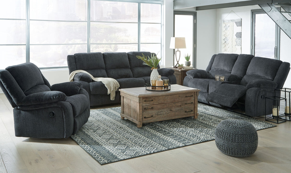 Draycoll - Reclining Living Room Set Dark Gray 3 Pc. Reclining Sofa, Loveseat, Rocker Recliner by Signature Design by Ashley® | Bel Furniture