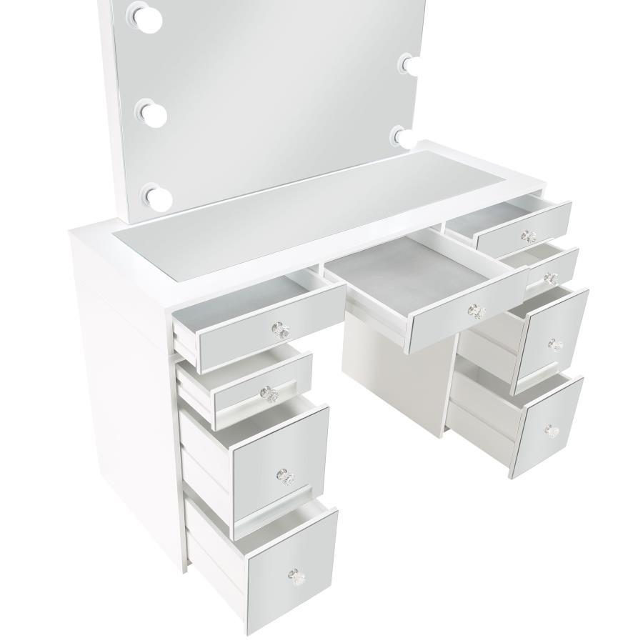 Regina - Makeup Vanity Table Set With Lighting - White by Coaster Fine Furniture | Bel Furniture