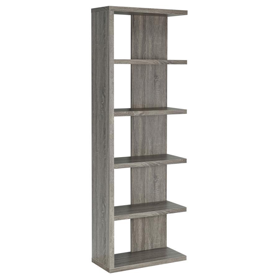 Harrison - 5-Shelf Bookshelf - Weathered Gray by CoasterEveryday | Bel Furniture