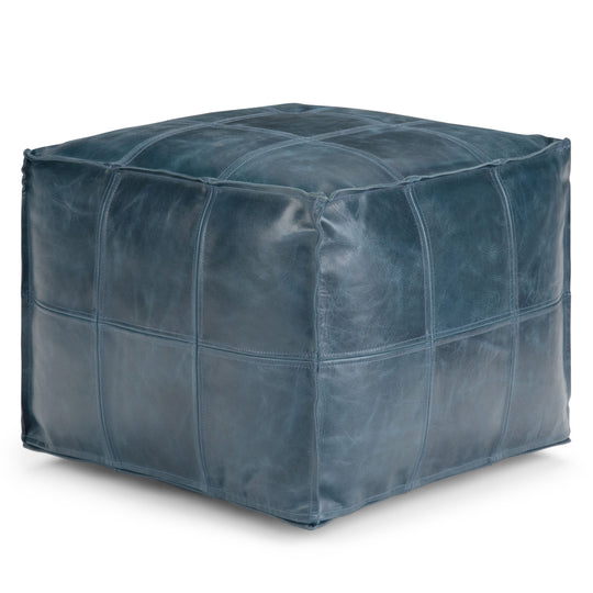 Manning - Square Pouf - Teal by Simpli-Home | Bel Furniture