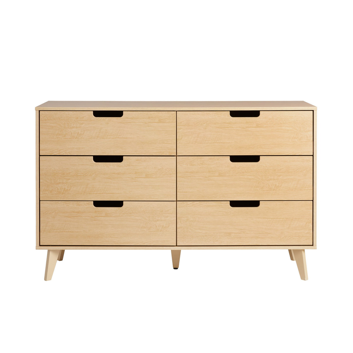 Mid-Century Hans 6 Drawer Dresser With Cut-Out Handles by Walker Edison | Bel Furniture