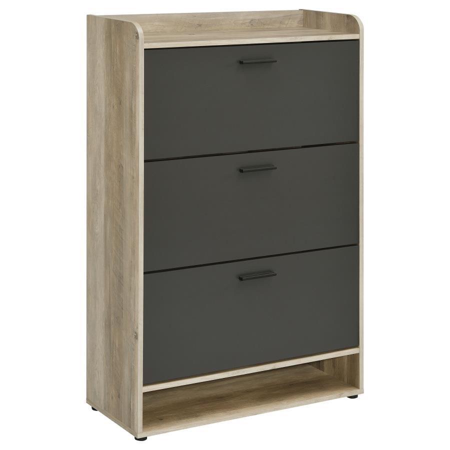 Denia - 3-Tier Engineered Wood Shoe Cabinet Dark Gray by CoasterEveryday | Bel Furniture