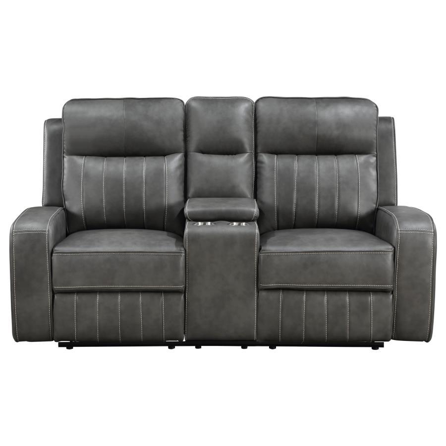 Raelynn - Upholstered Track Arm Motion Loveseat - Gray by Coaster Fine Furniture | Bel Furniture