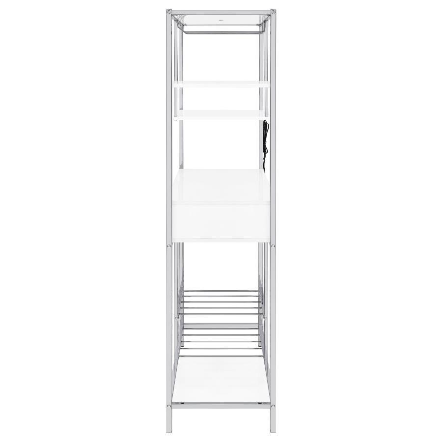 Figueroa - 5-Shelf Wine Storage Bar Cabinet - White High Gloss by Coaster Fine Furniture | Bel Furniture