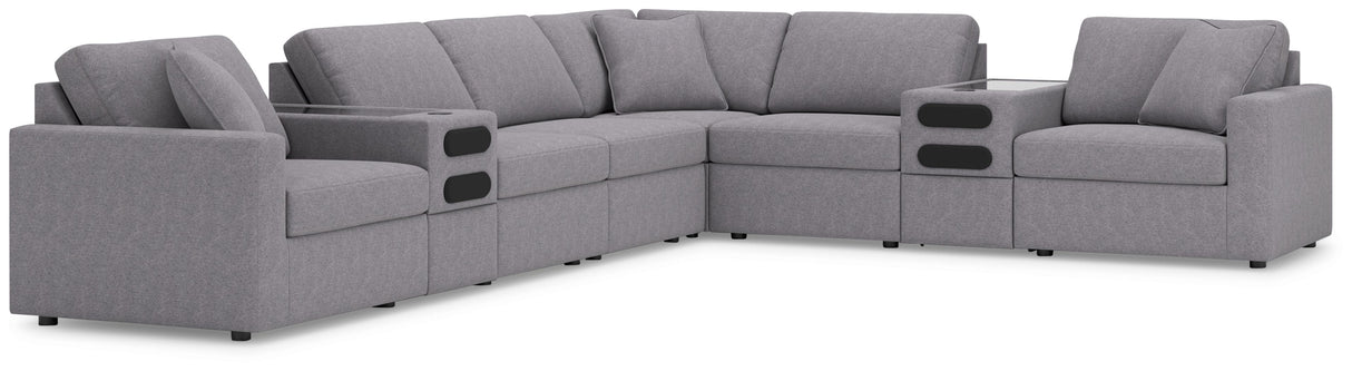 Modmax - Granite - Sectional Gray 8 Pc. Sectional With Audio Consoles by Signature Design by Ashley® | Bel Furniture
