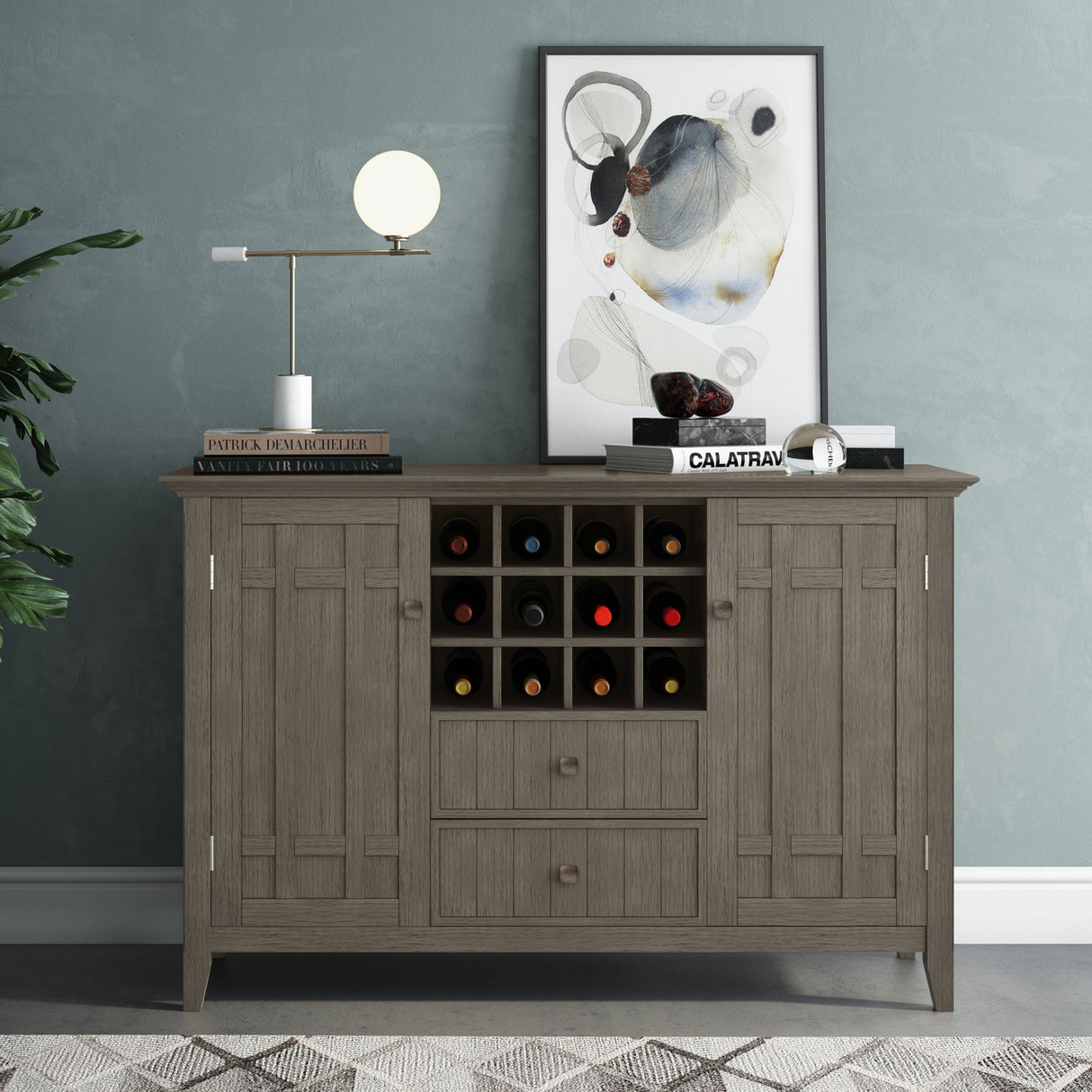 Bedford - Sideboard Buffet And Wine Rack by Simpli-Home | Bel Furniture