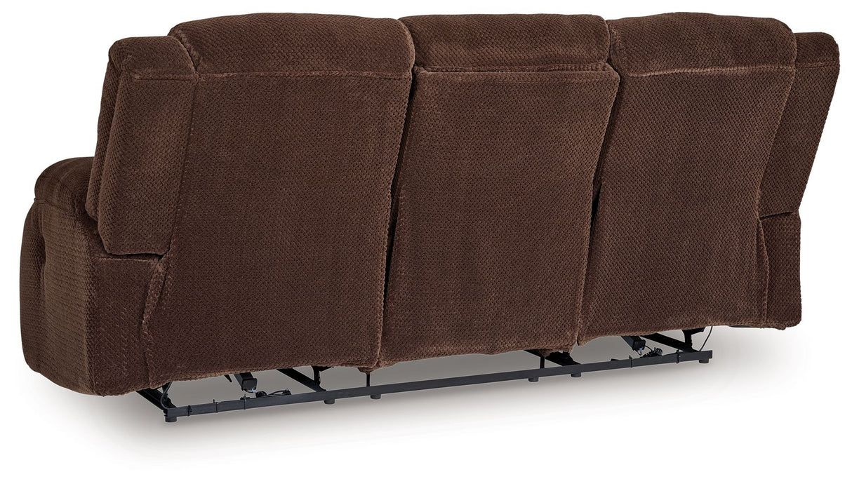 Free Wake - Chocolate - Reclining Power Sofa With Drop Down Table by Signature Design by Ashley® | Bel Furniture