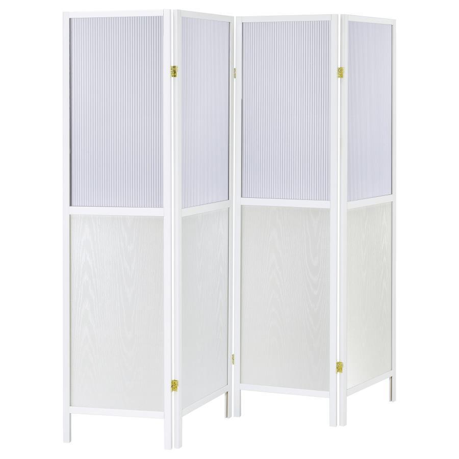 Mattison - 4-Panel Room Divider Folding Shoji Screen White by Coaster Fine Furniture | Bel Furniture