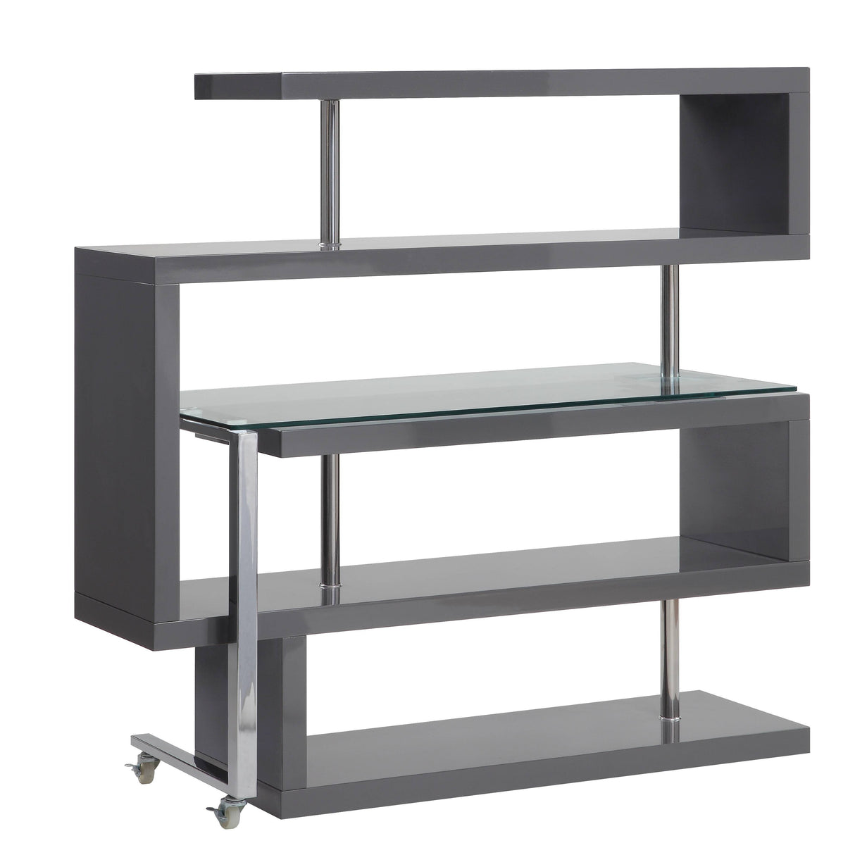 Buck II - Clear Glass, Chrome High Gloss Writing Desk With Shelf by Urban Nest | Bel Furniture
