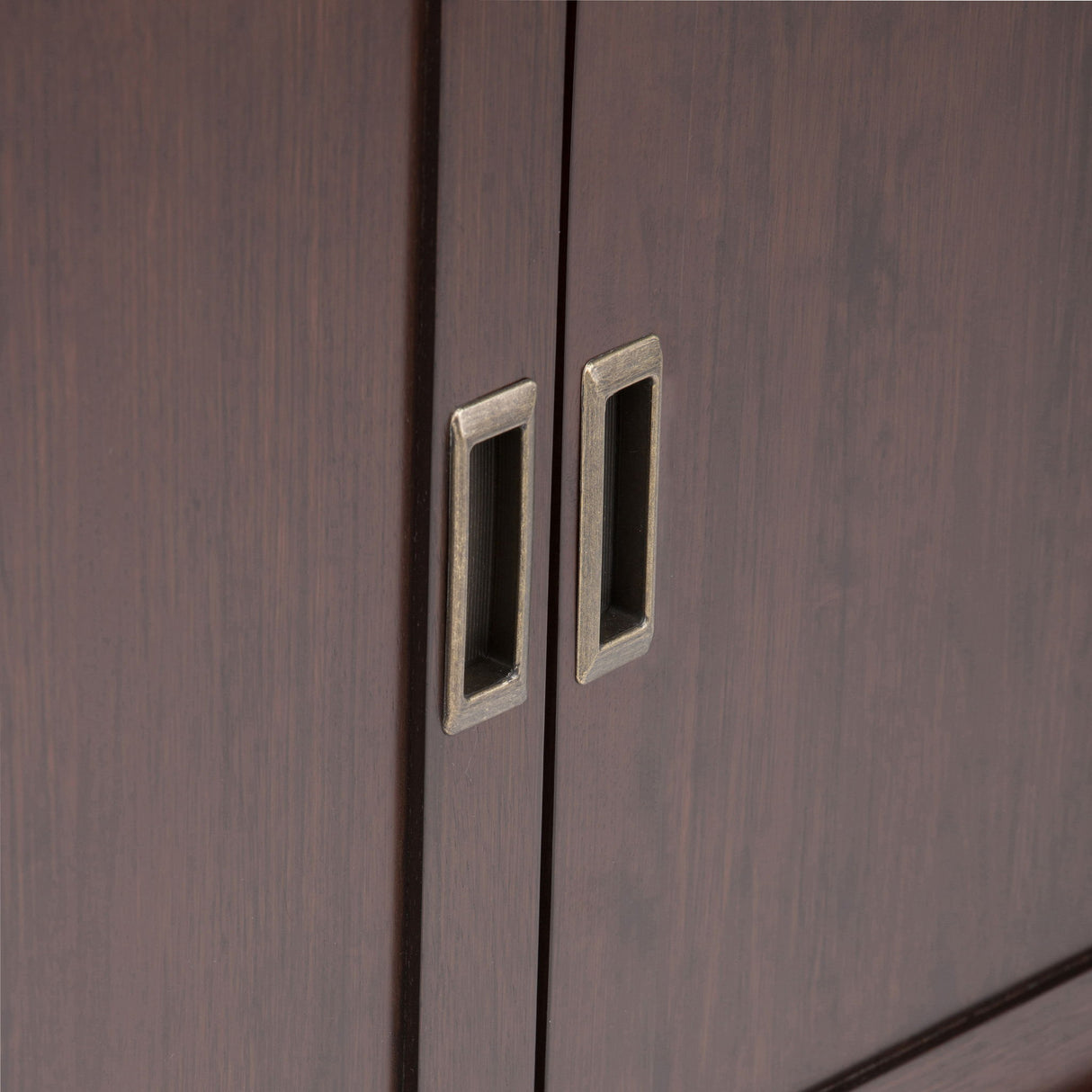 Draper - Mid Century Low Storage Cabinet - Medium Auburn Brown by Simpli-Home | Bel Furniture