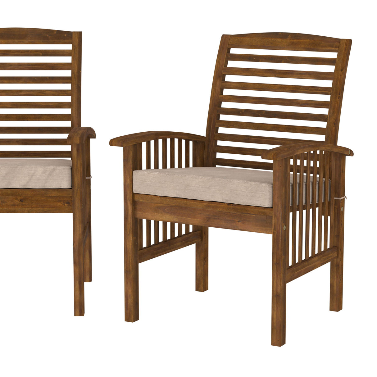 Modern 2 Piece Slat Back Patio Chairs With Cushions by Walker Edison | Bel Furniture