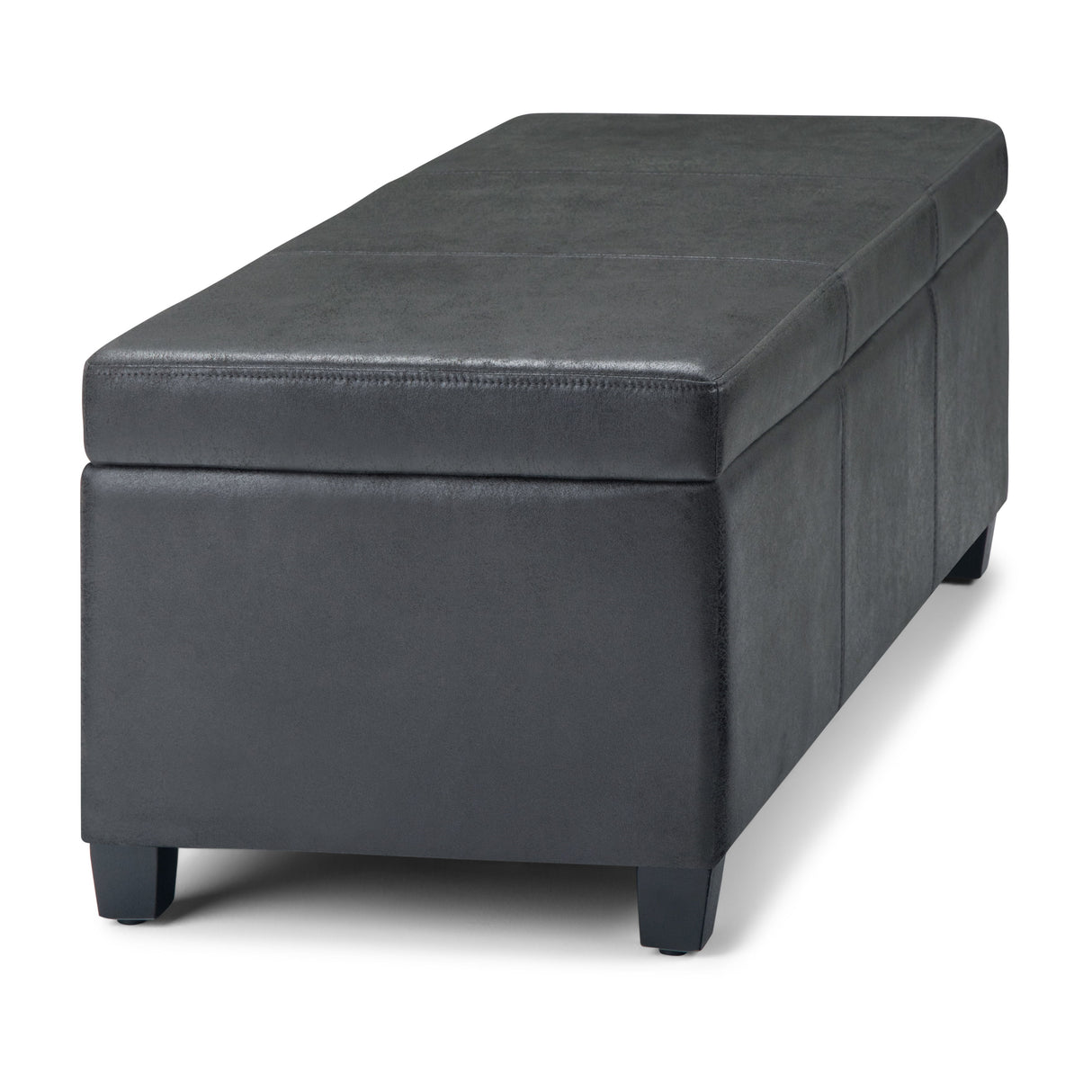 Avalon - Storage Ottoman Bench - Distressed Black by Simpli-Home | Bel Furniture
