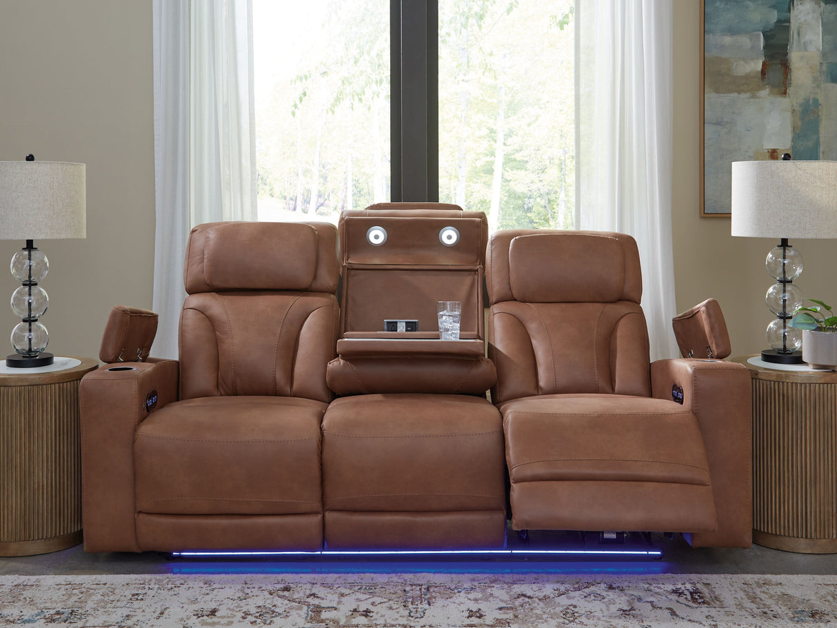 Clean-Slate - Caramel - Power Reclining Sofa / Adj Headrest by Signature Design by Ashley® | Bel Furniture