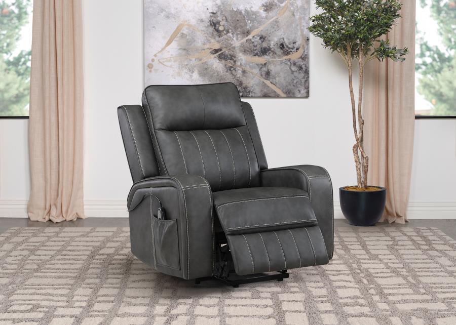 Raelynn - Upholstered Track Arm Recliner by Coaster Fine Furniture | Bel Furniture