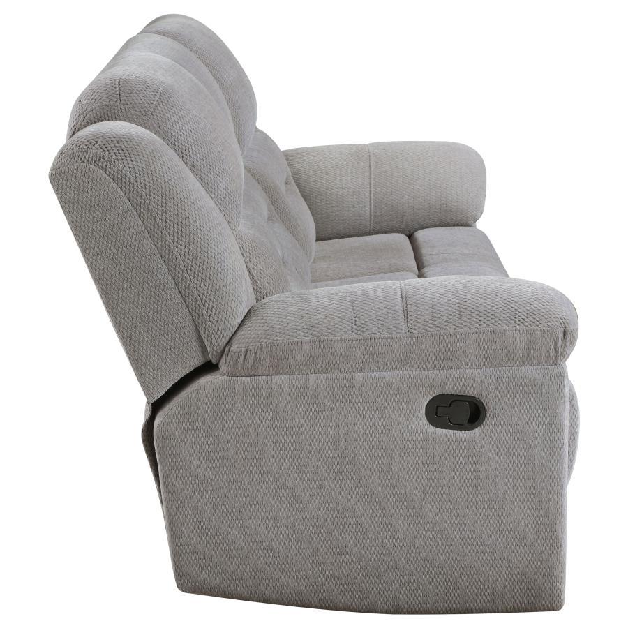Gilson - Chenille Upholstered Reclining Sofa - Gray by Coaster Fine Furniture | Bel Furniture