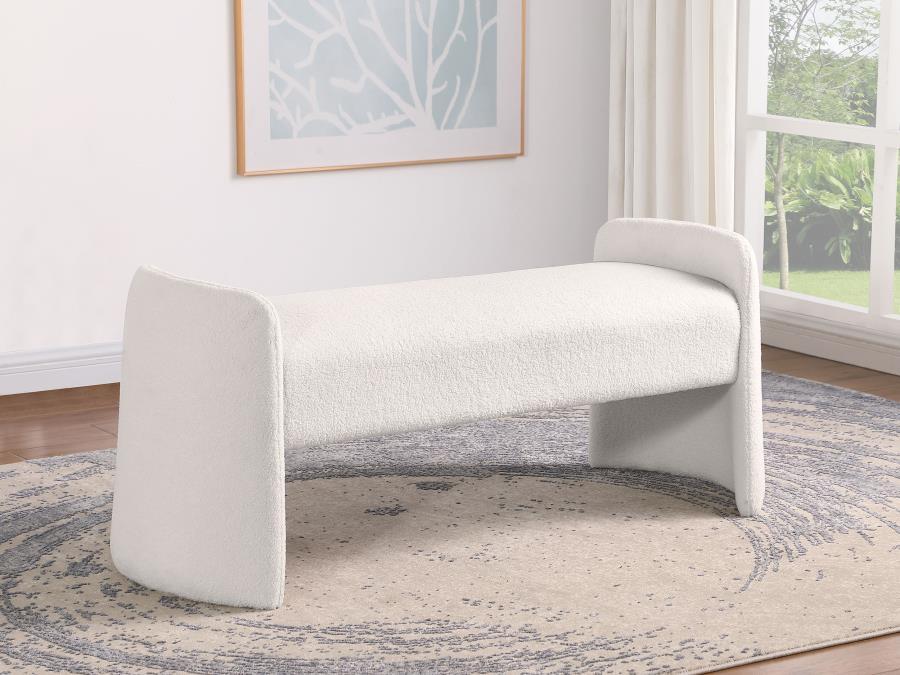 Peoria - Velvet Upholstered Accent Bench - Ivory by Coaster Fine Furniture | Bel Furniture