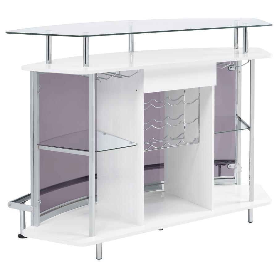 Gideon - Curved Glass Top Home Cabinet by CoasterEssence | Bel Furniture
