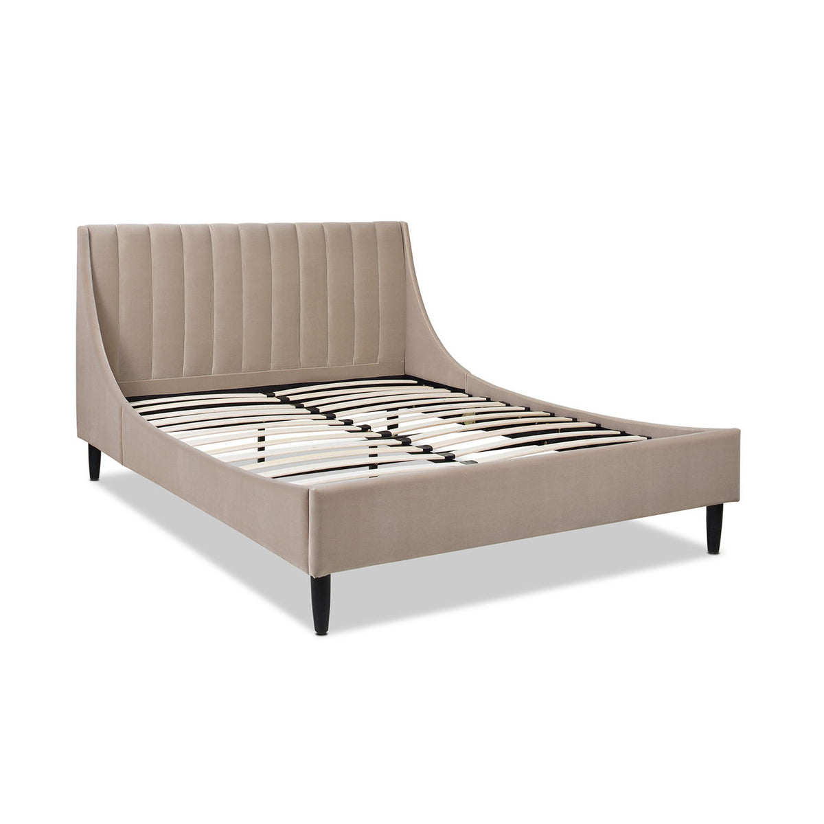 Aspen - Queen Vertical Tufted Modern Headboard Platform Bed Set - Mink