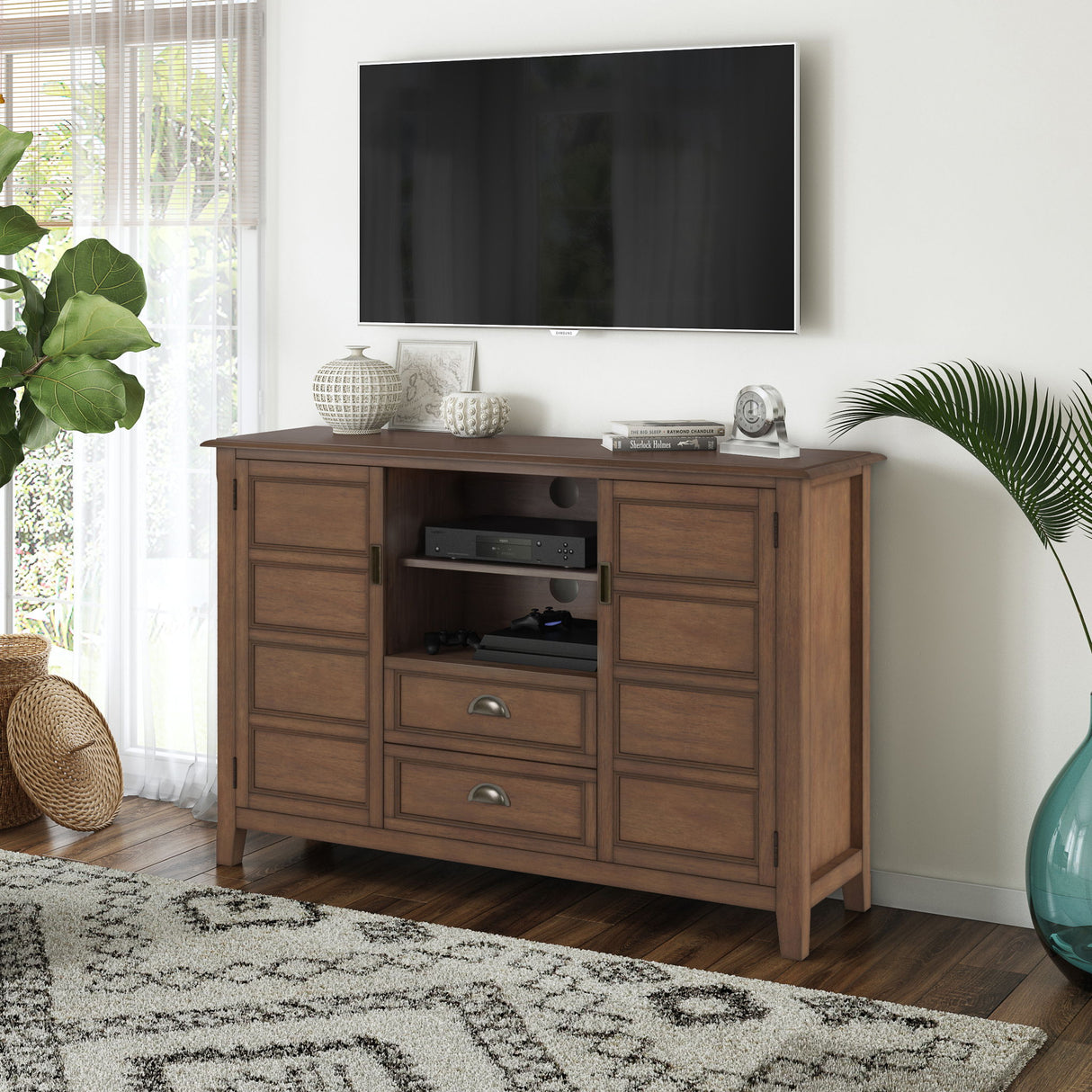 Burlington - Handcrafted Tall TV Media Stand by Simpli-Home | Bel Furniture