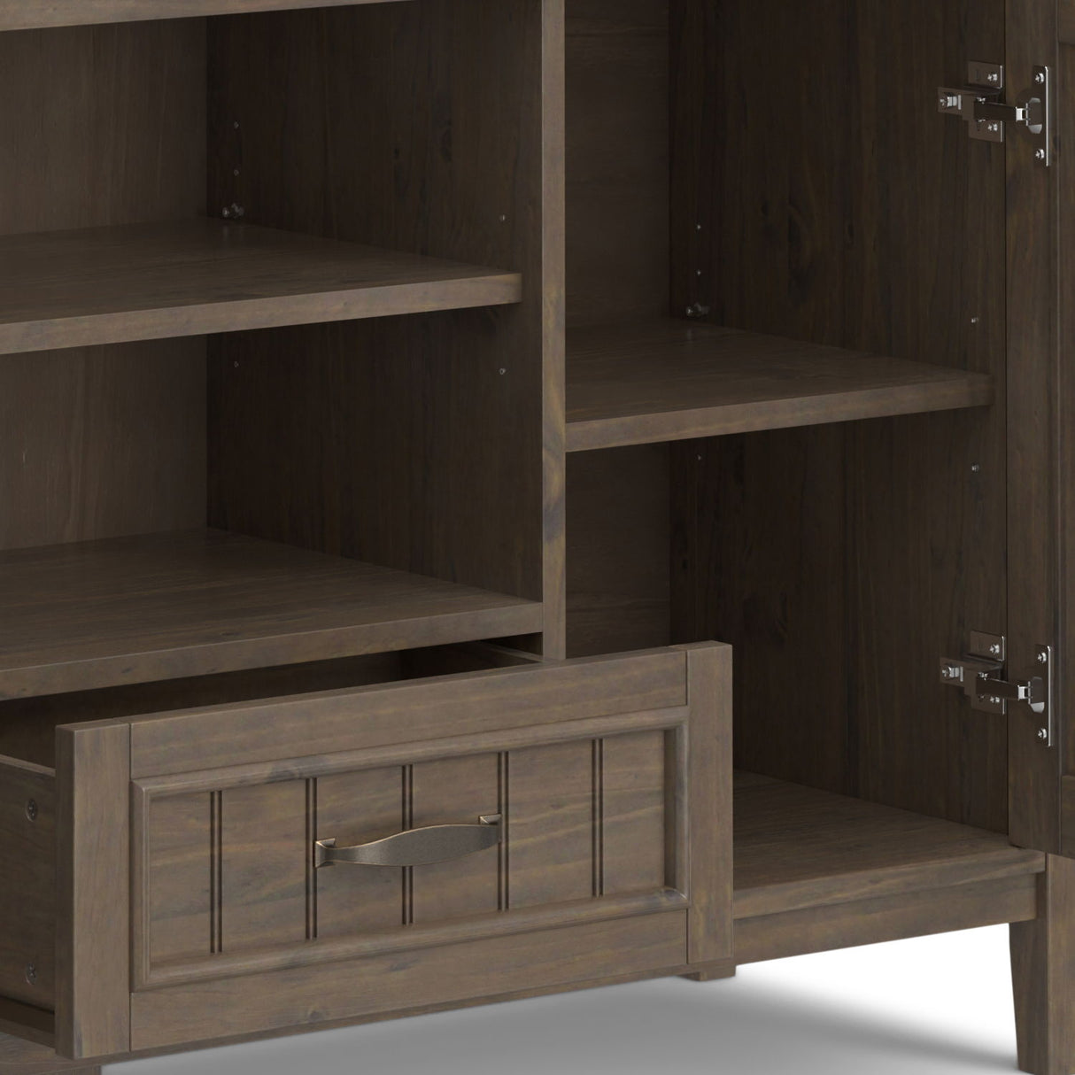 Lev - TV Media Stand - Smoky Brown by Simpli-Home | Bel Furniture