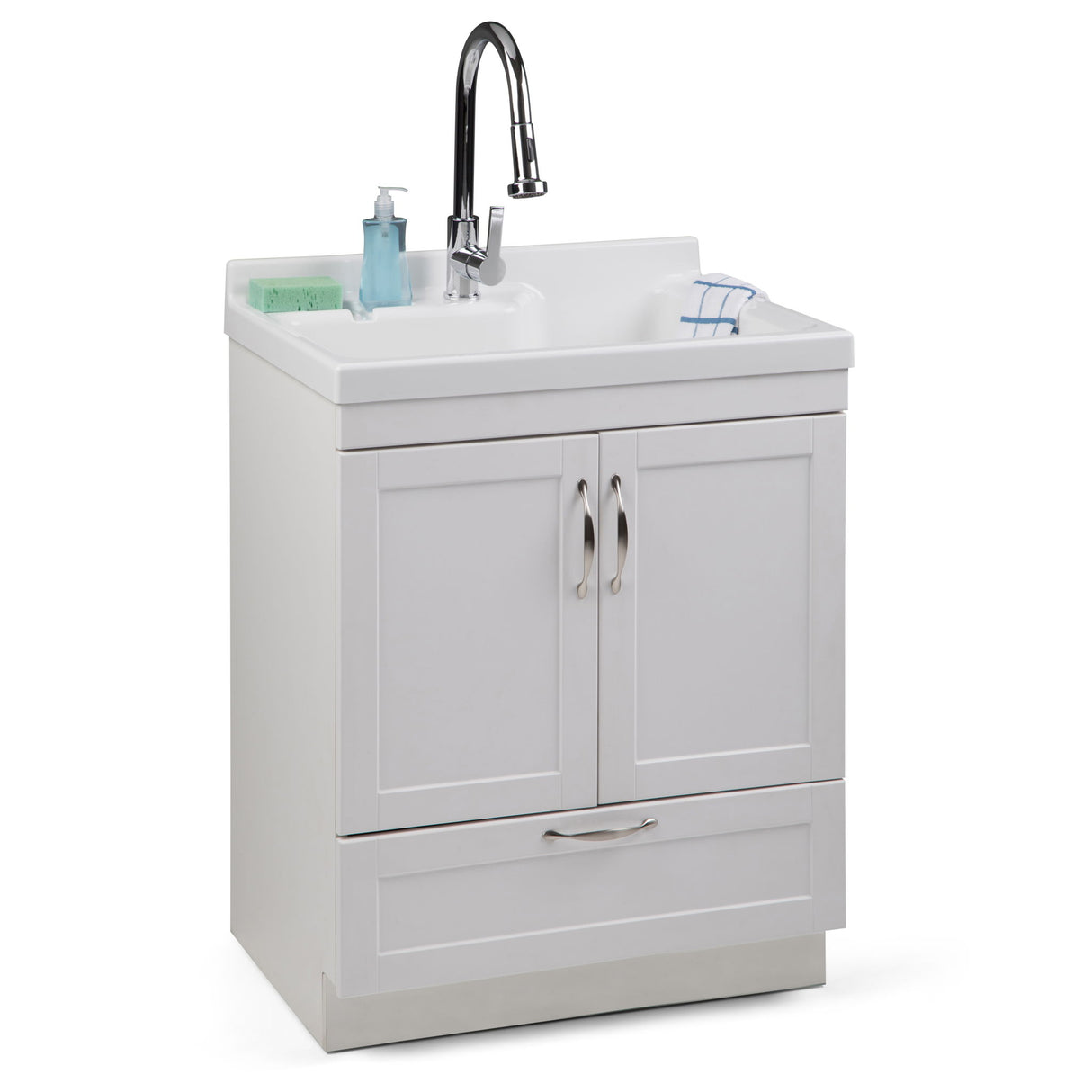Maile - Laundry Cabinet With Pull-Out Faucet And Abs Sink - Pure White by Simpli-Home | Bel Furniture