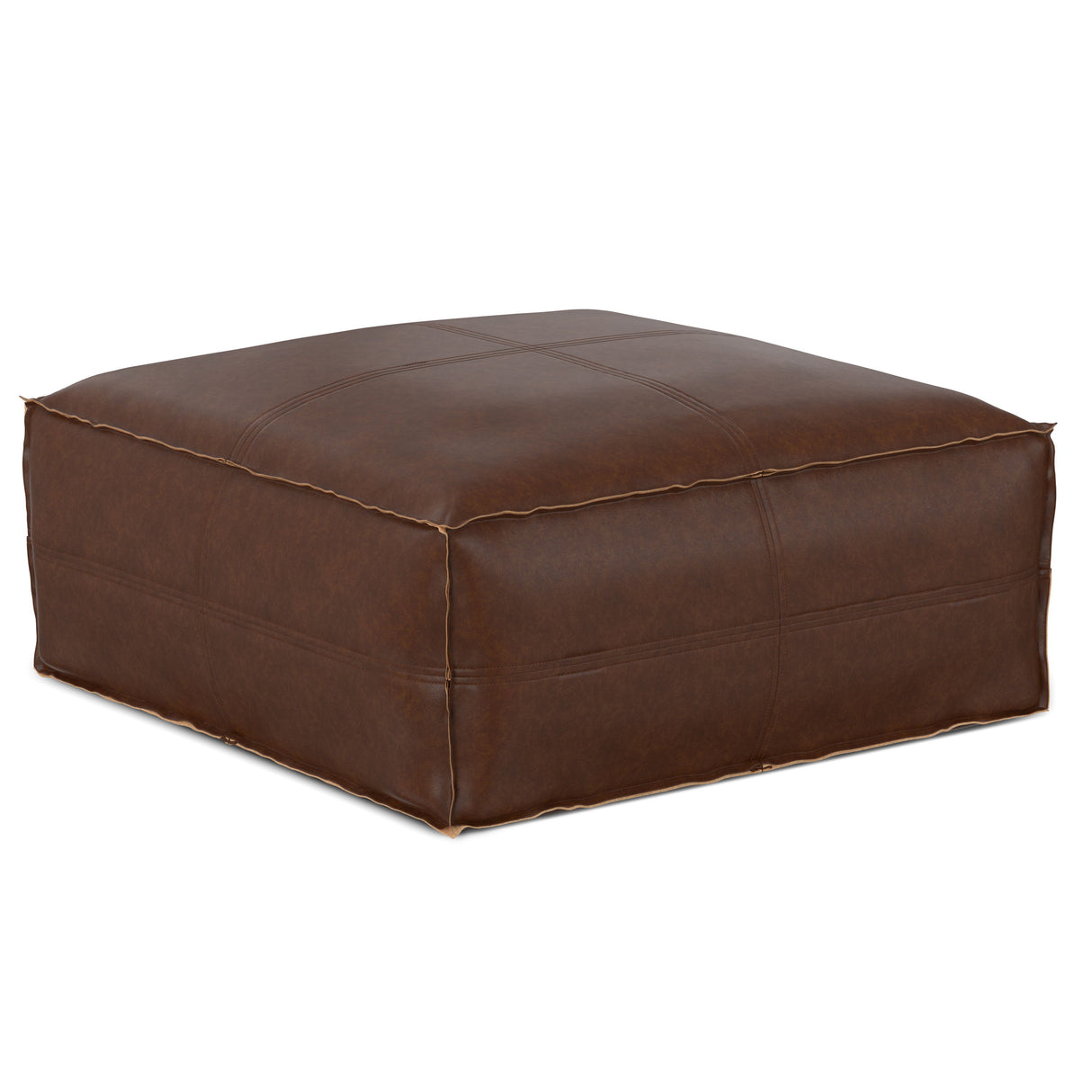 Brody - Large Square, Coffee Table Pouf Dark Brown 30"W x 30"D x 14"H by Simpli-Home | Bel Furniture