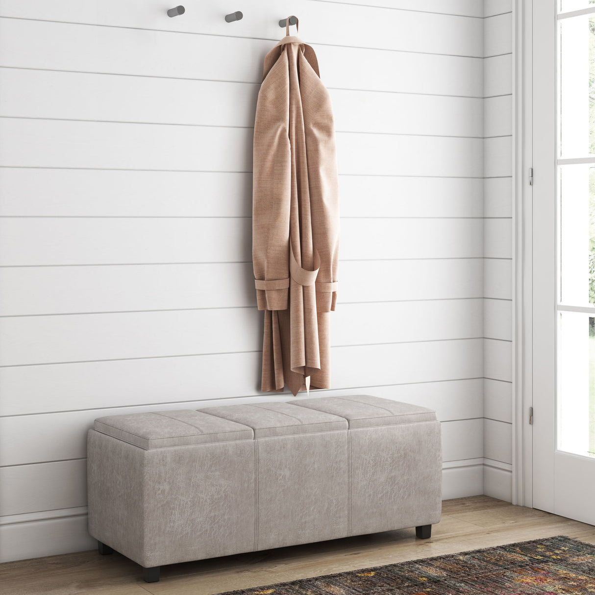 Avalon - Upholstered Storage Ottoman by Simpli-Home | Bel Furniture