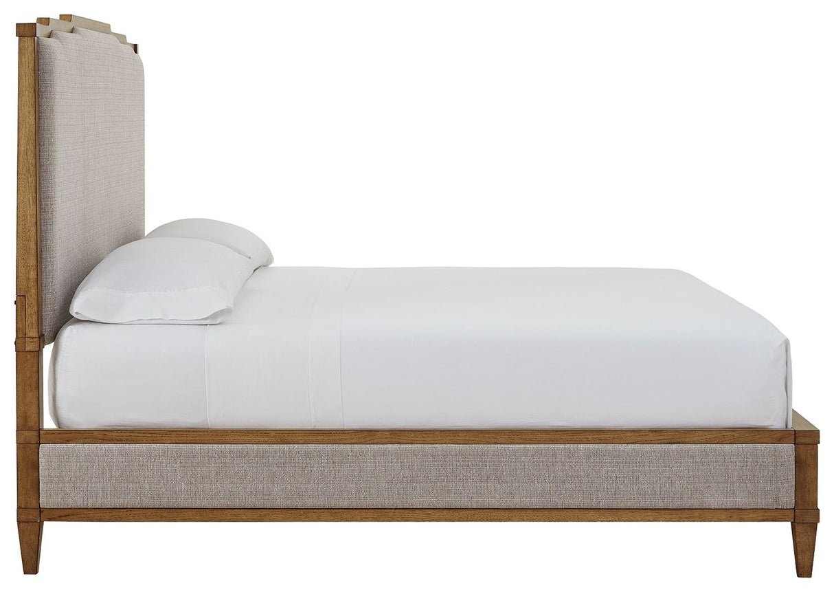 Sharlance - King Upholstered Panel Bed - Light Brown