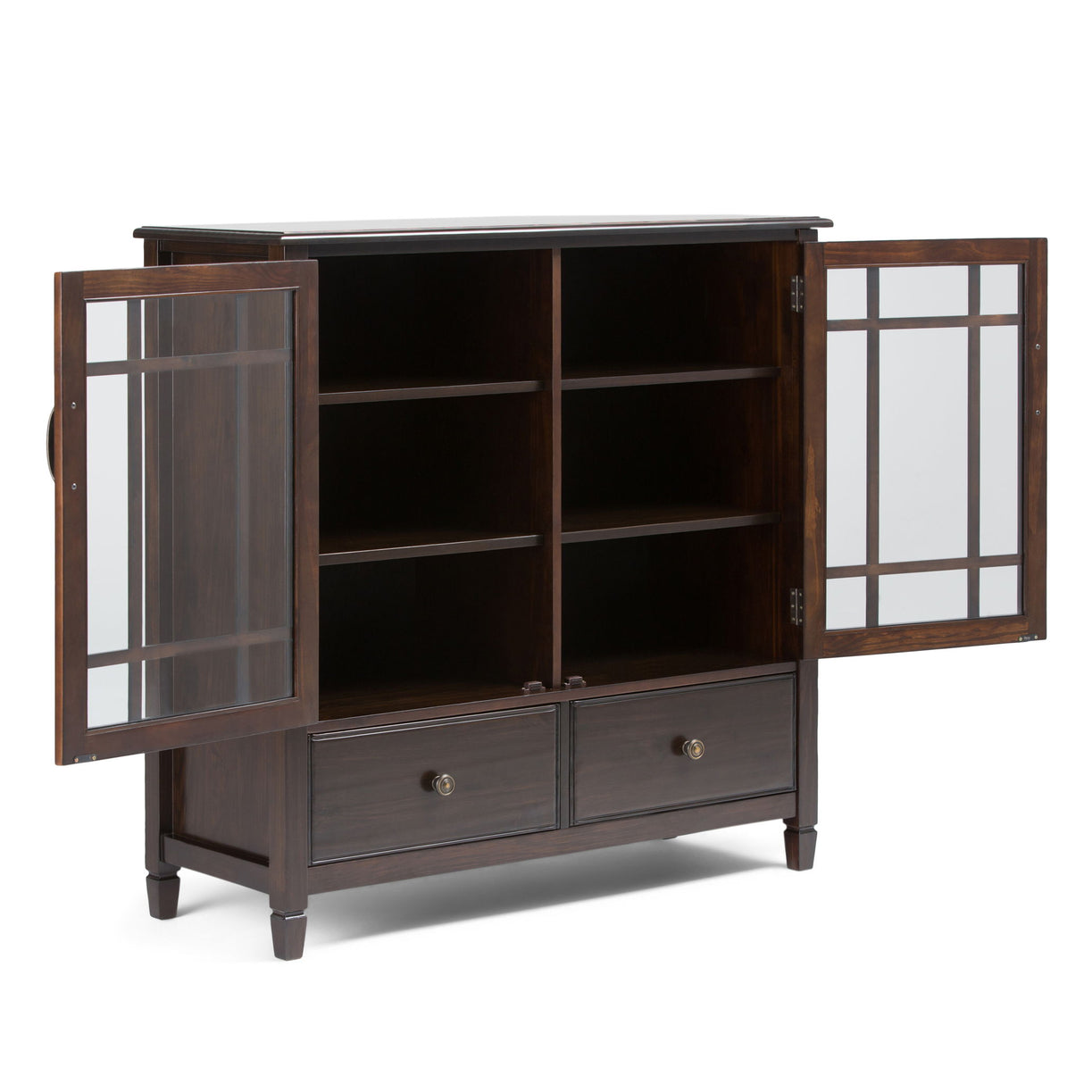 Connaught - Tall Storage Cabinet - Dark Chestnut Brown by Simpli-Home | Bel Furniture
