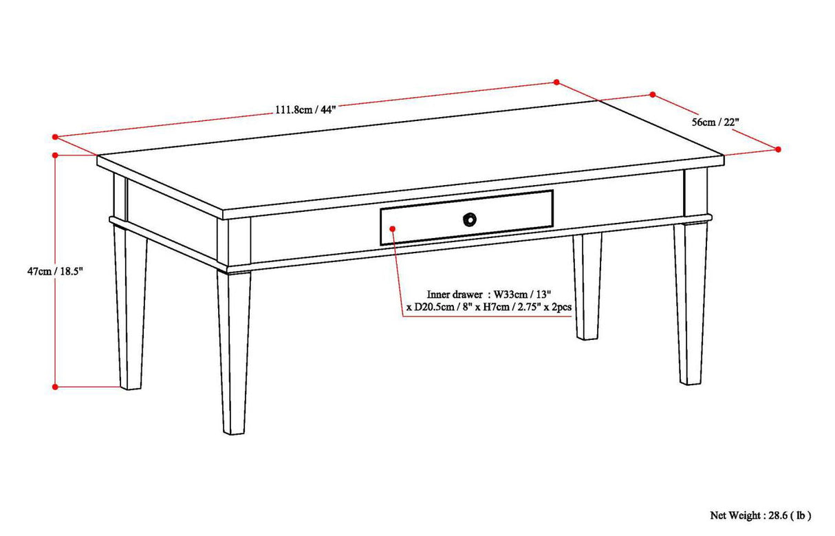 Carlton - Coffee Table - Dark Tobacco Brown by Simpli-Home | Bel Furniture