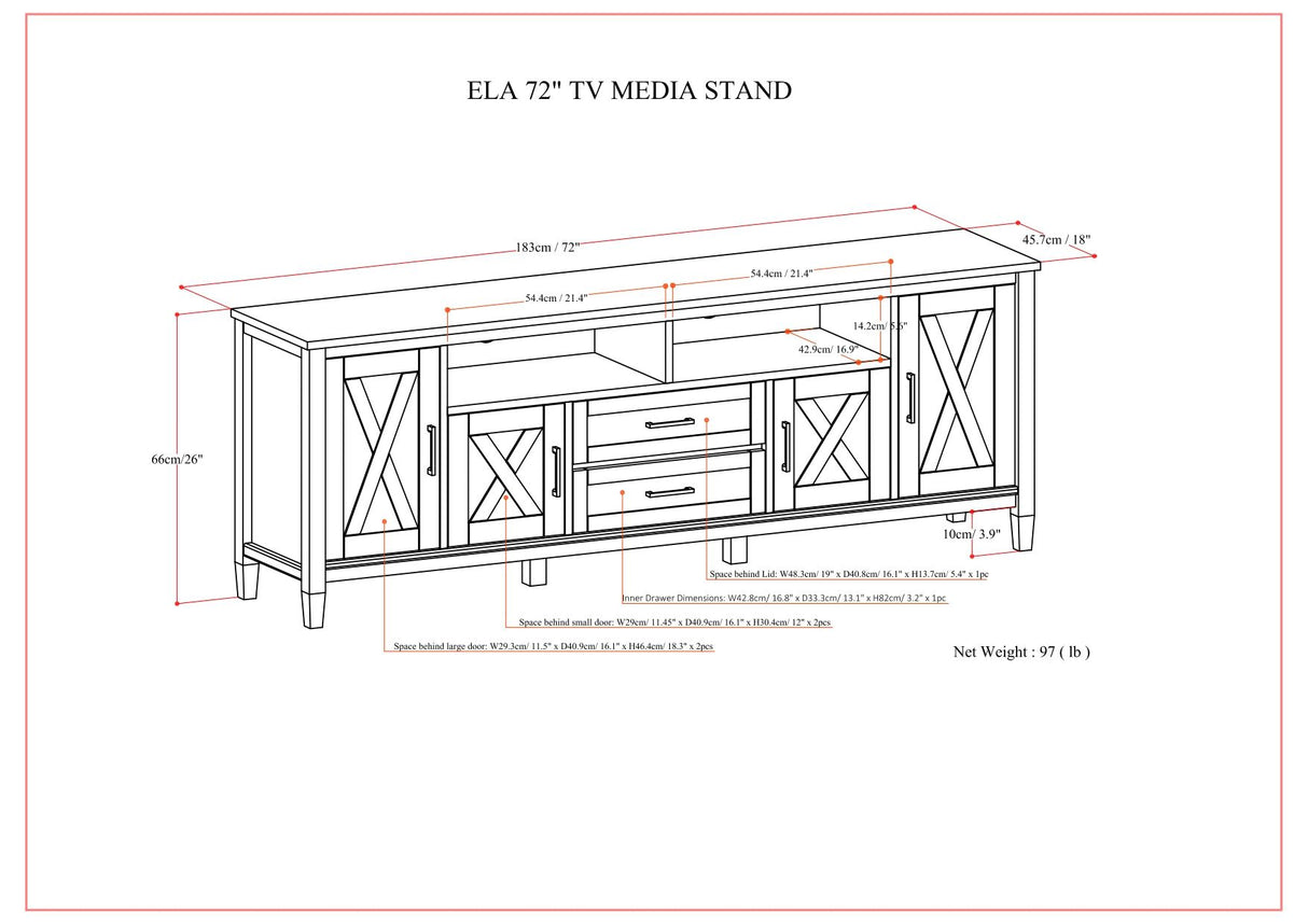 Ela - TV Media Stand - Smoky Brown by Simpli-Home | Bel Furniture
