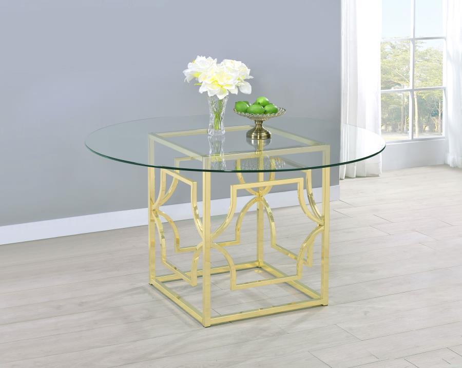 Starlight - Round Glass Top Metal Dining Table by Coaster Fine Furniture | Bel Furniture