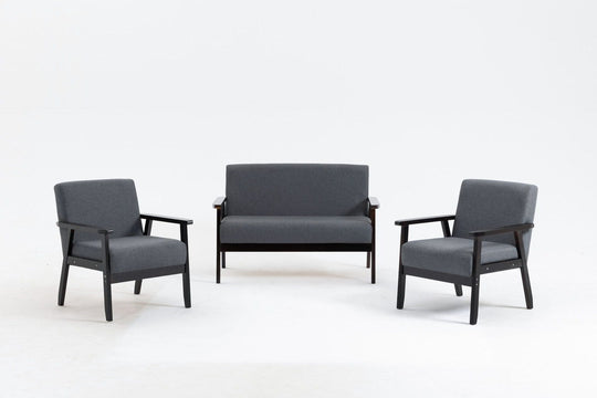 Bahamas - Loveseat And 2 Chair Living Room (Set of 3) Dark Gray by Lilola Home | Bel Furniture