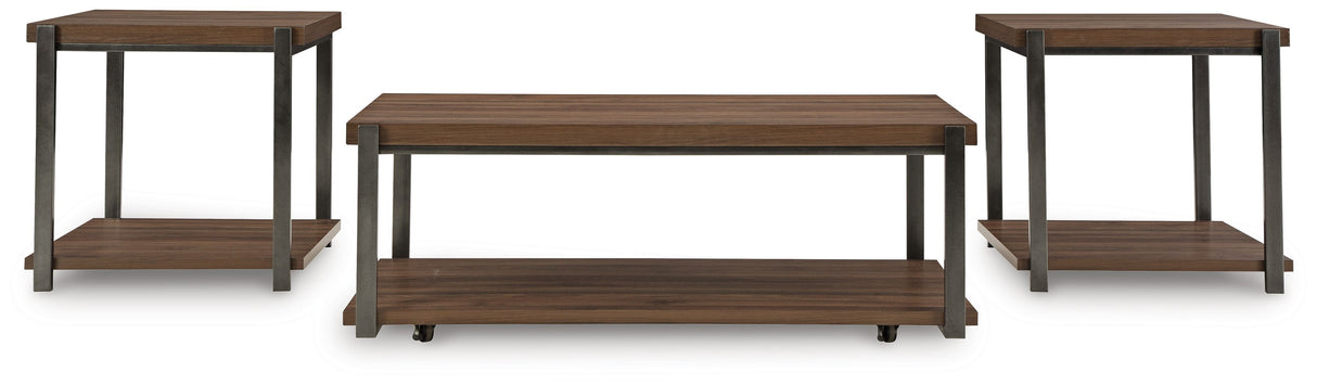 Trindwick - Brown / Gun Metal - Occasional Table Set (Set of 3) by Signature Design by Ashley® | Bel Furniture