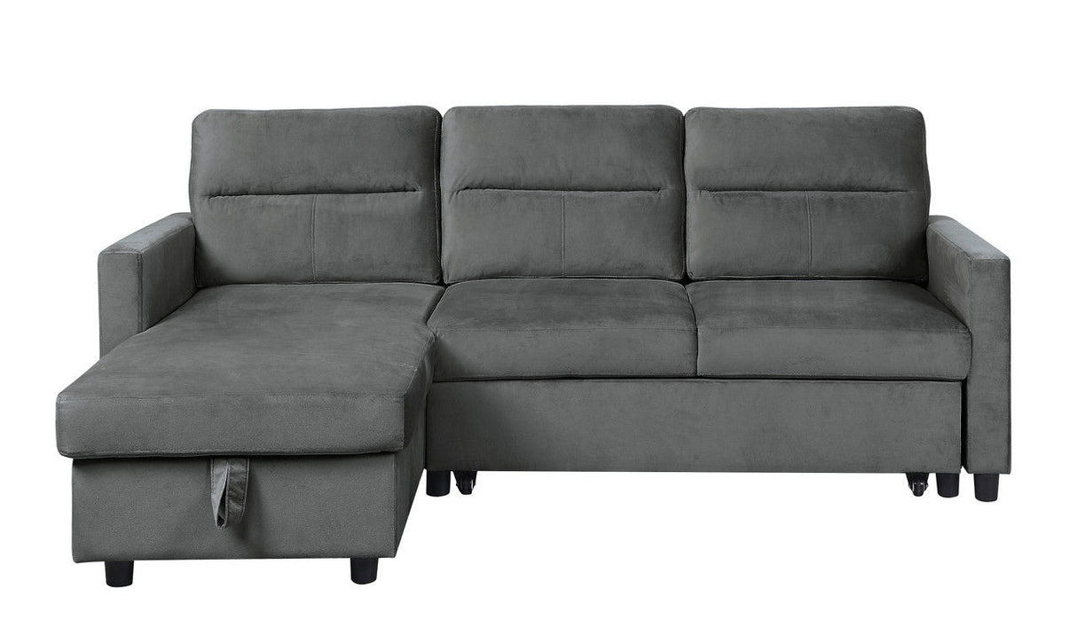 Ivy - Velvet Reversible Sleeper Sectional Sofa With Storage Chaise And Side Pocket by Lilola Home | Bel Furniture