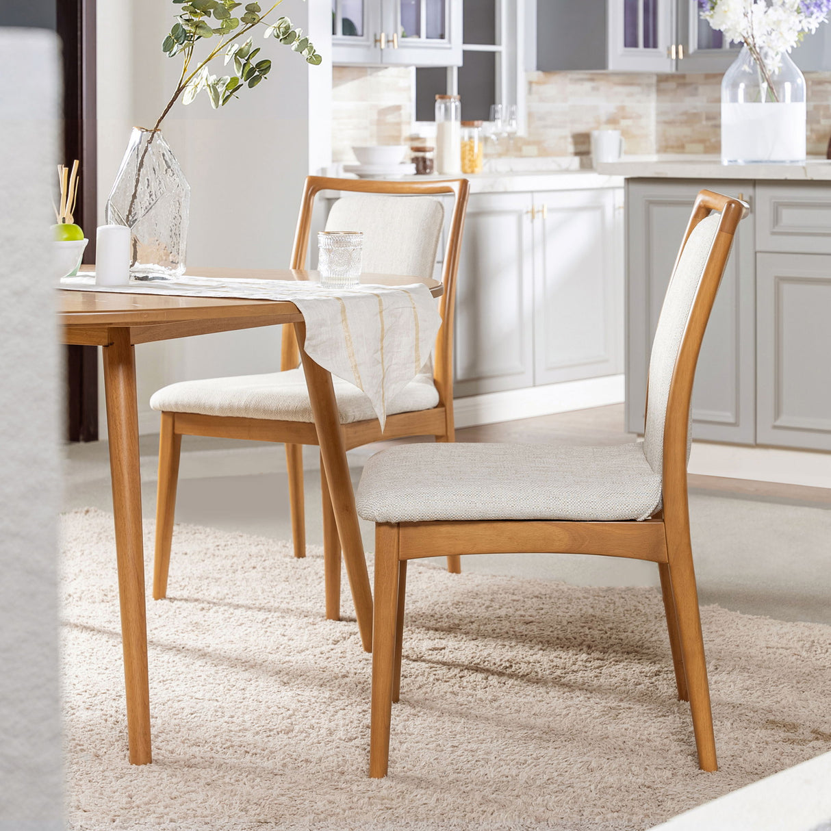 Scandi - Upholstered Dining Chair, Stain Resistant High (Set of 2) - Natural Light Brown / White Pepper by Jennifer Taylor Home | Bel Furniture