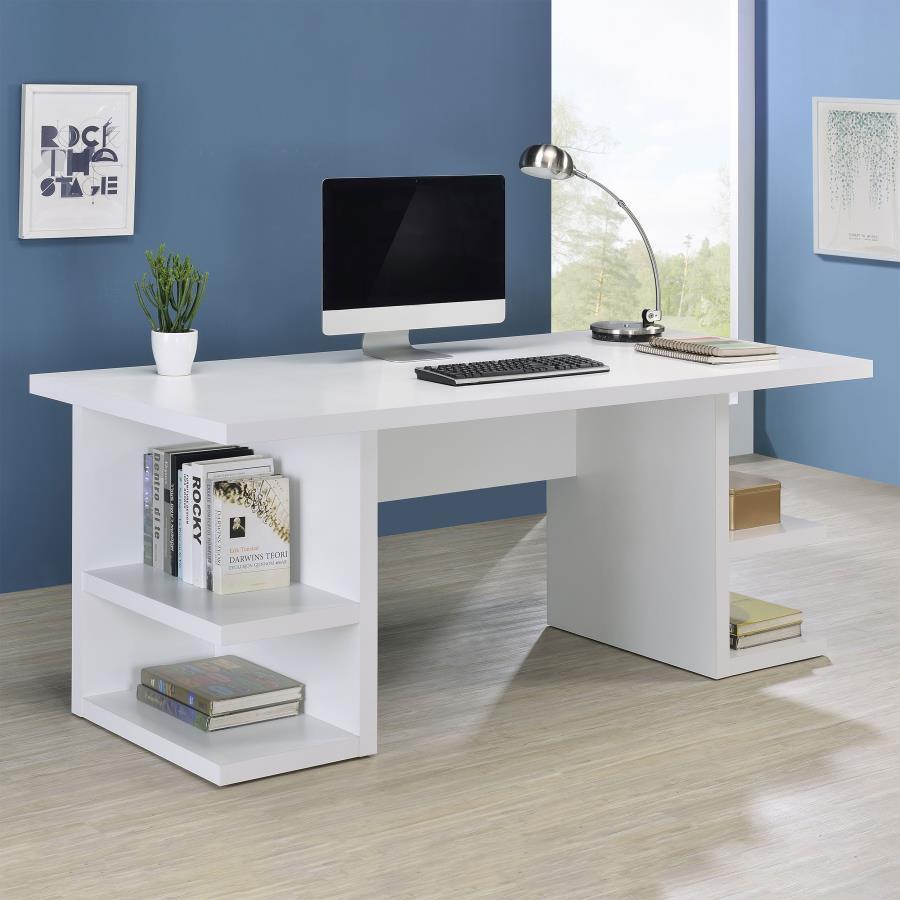 Alice - 4-Shelf Engineered Wood Writing Desk - White by CoasterEssence | Bel Furniture