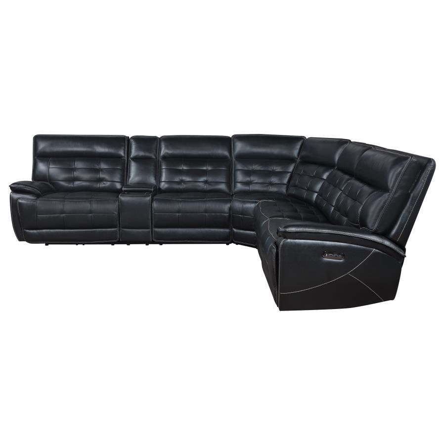 Hewitt - Leather Upholstered Power Reclining Sectional - Black by Coaster Fine Furniture | Bel Furniture