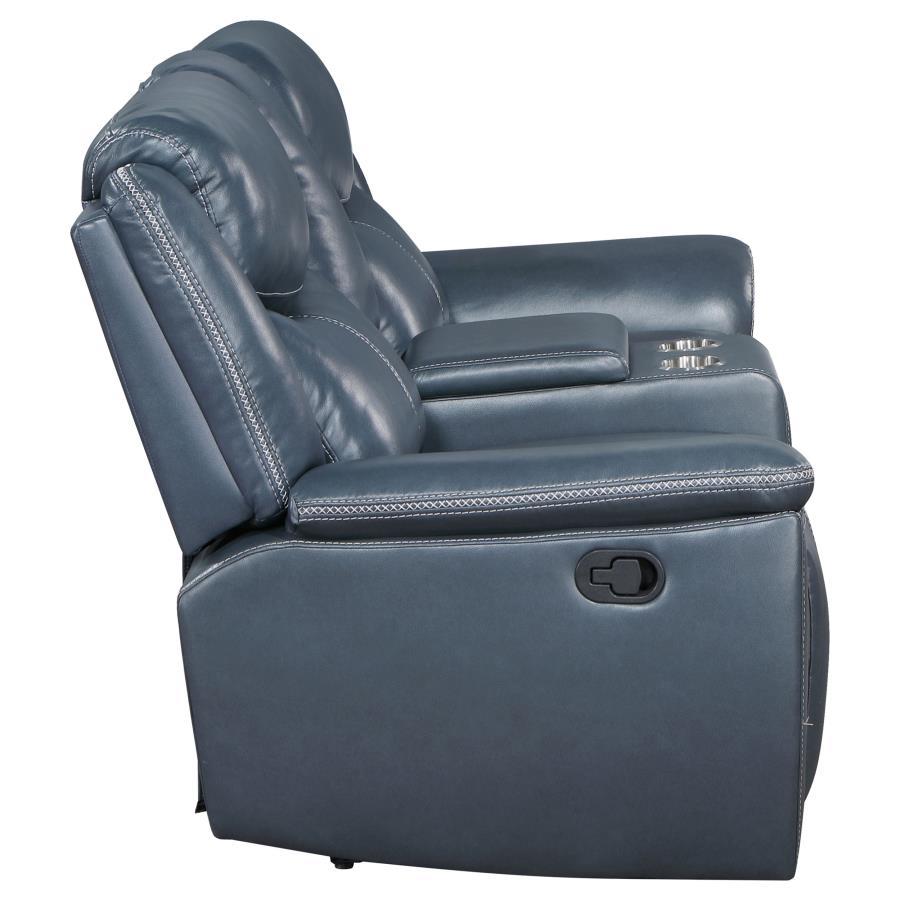 Sloane - Upholstered Padded Arm Reclining Loveseat - Blue by Coaster Fine Furniture | Bel Furniture