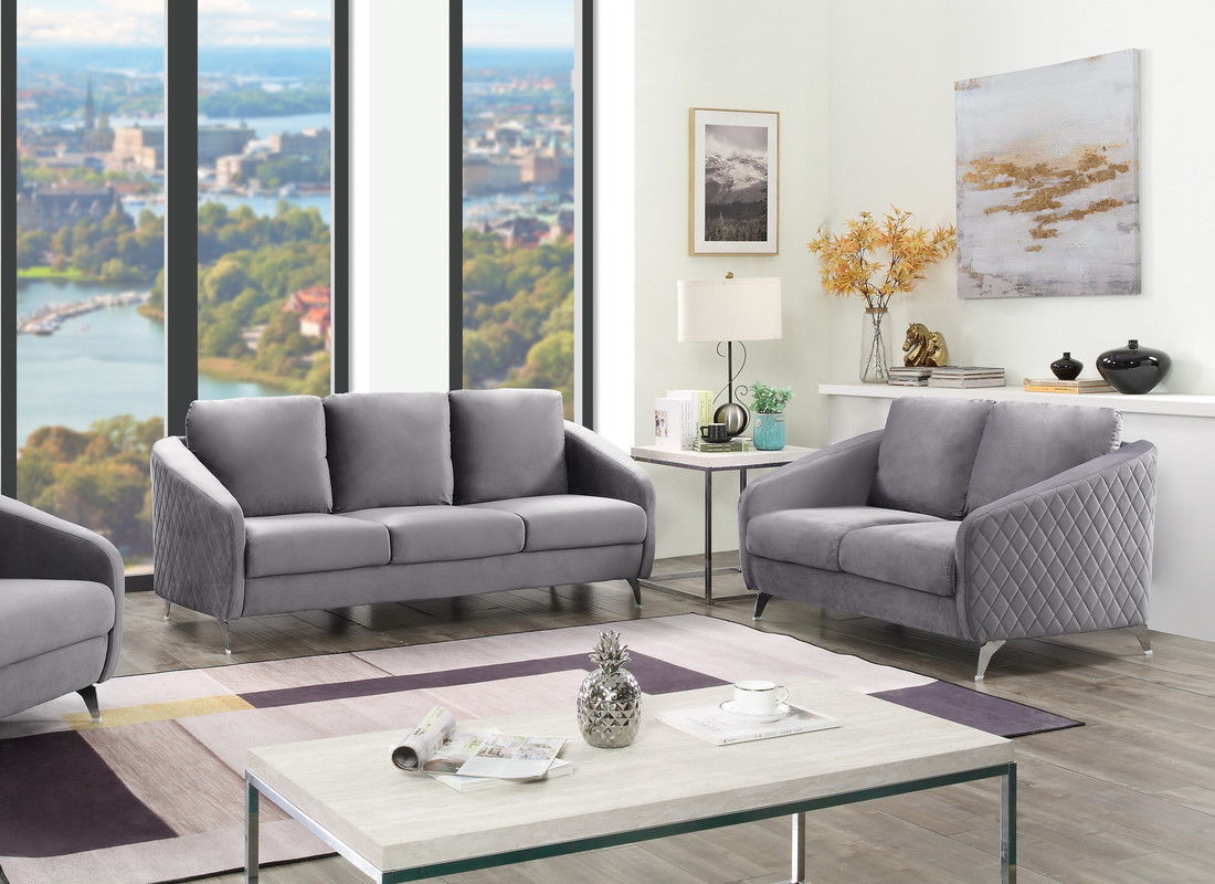 Sofia - Velvet Fabric Living Room Set by Lilola Home | Bel Furniture