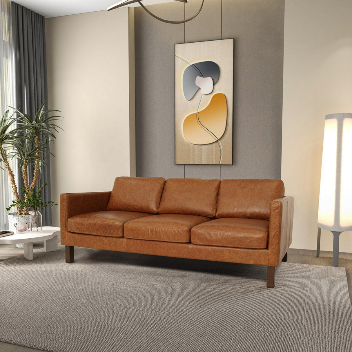 Memphis - Waxy Sofa - Cognac by Ashcroft Furniture | Bel Furniture