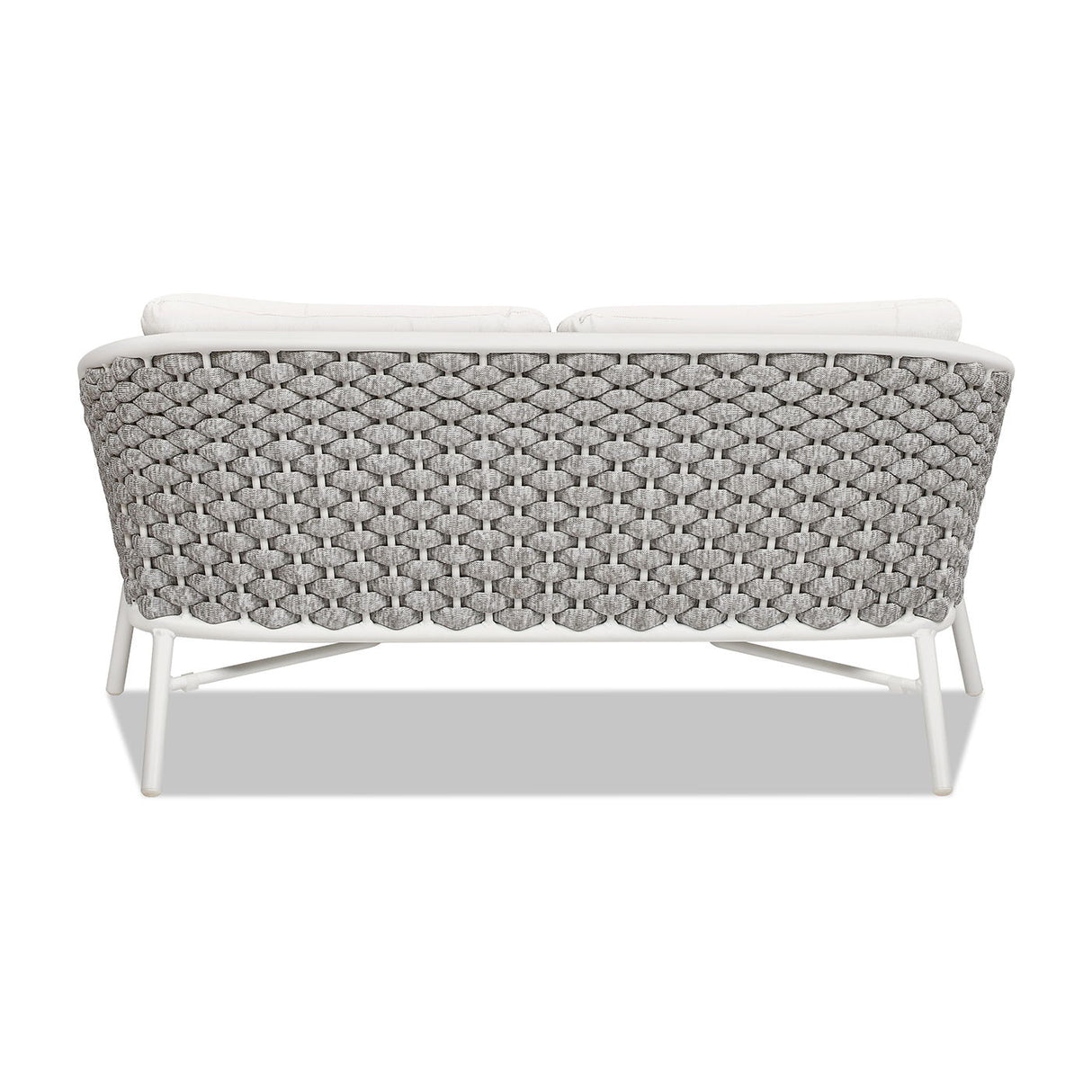 Rowan - Rope Barrel Back Patio Conversation Loveseat Sofa - Optic White by Jennifer Taylor Home | Bel Furniture