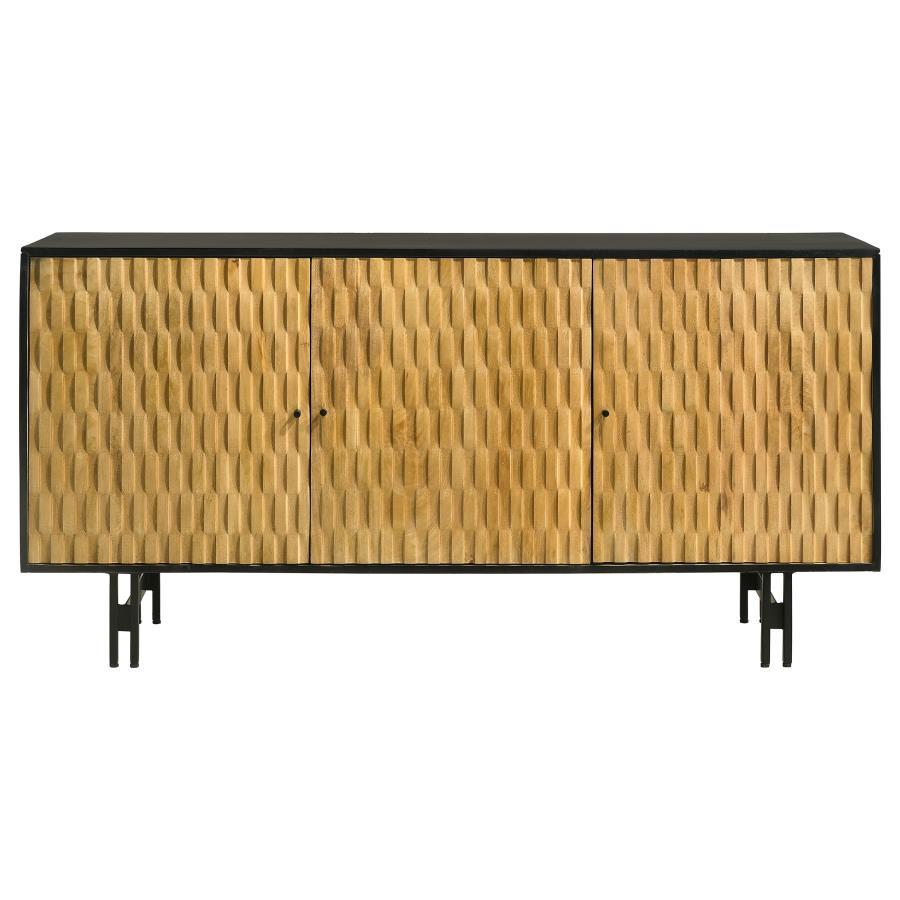 Aminah - 3 Door Wood Accent Cabinet - Natural And Black by Coaster Fine Furniture | Bel Furniture