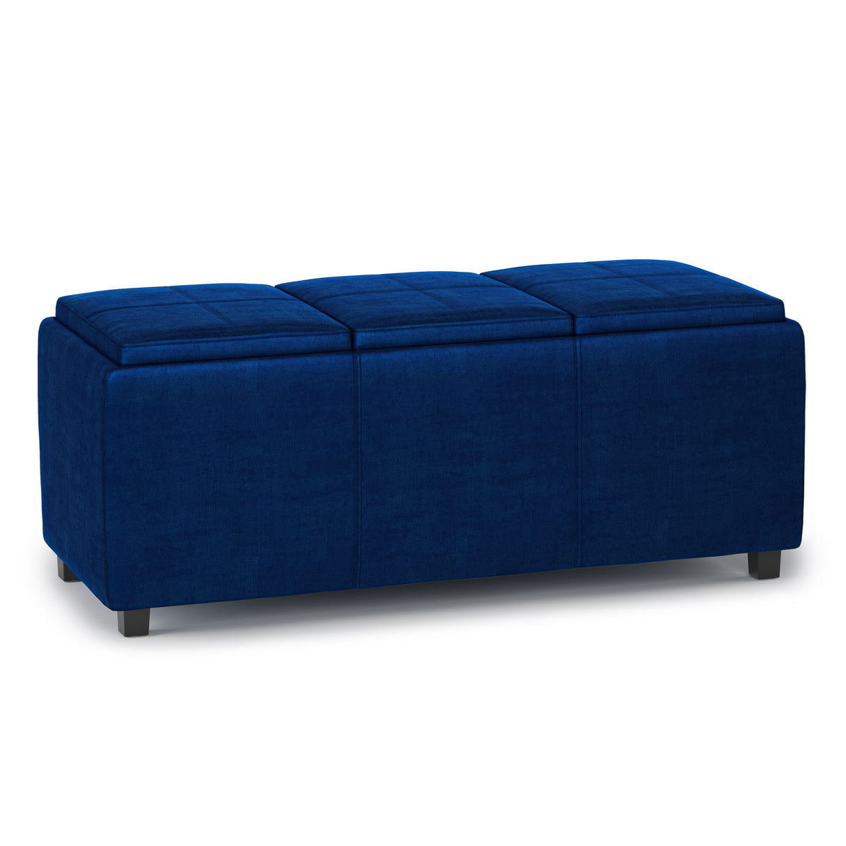 Avalon - Upholstered Storage Ottoman Blue Fabric by Simpli-Home | Bel Furniture