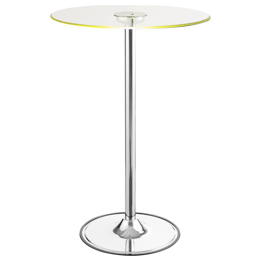 Thea - Round Glass Top LED Bistro Bar Table - Chrome by CoasterEssence | Bel Furniture
