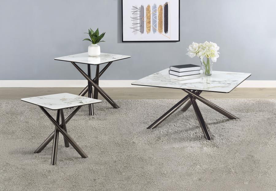 Carvell - Coffee Table Set White 3 Pc. Coffee Table, 2 End Tables by Coaster Fine Furniture | Bel Furniture