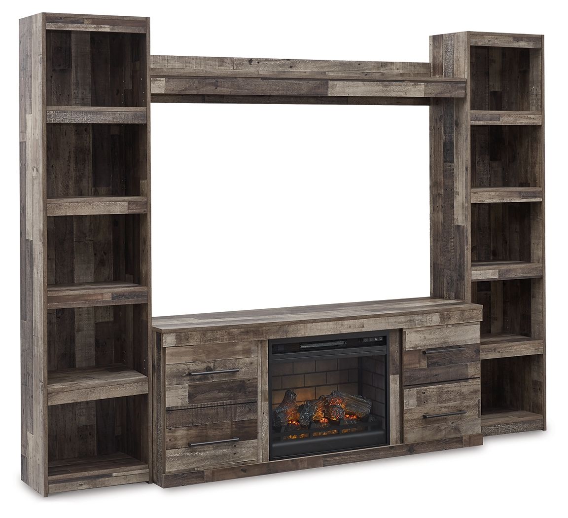Derekson - Entertainment Center Dark Gray 4 Pc. Entertainment Center With Electric Fireplace by Signature Design by Ashley® | Bel Furniture