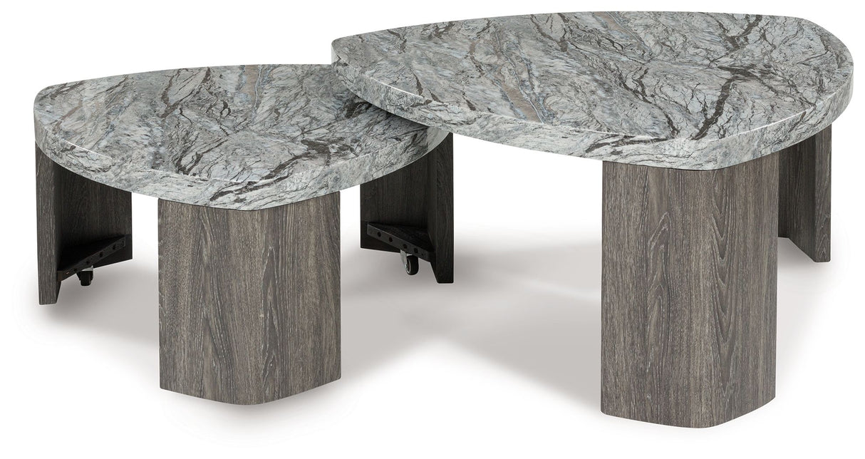 Surmour - Gray / Brown - Stacked Cocktail Table by Signature Design by Ashley® | Bel Furniture